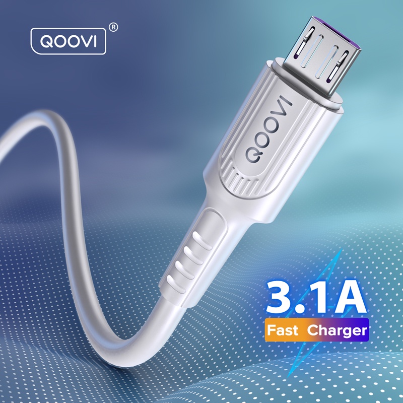 Dây cáp sạc nhanh QOOVI Micro USB Type C 3A thích hợp cho điện thoại iPhone Samsung Redmi