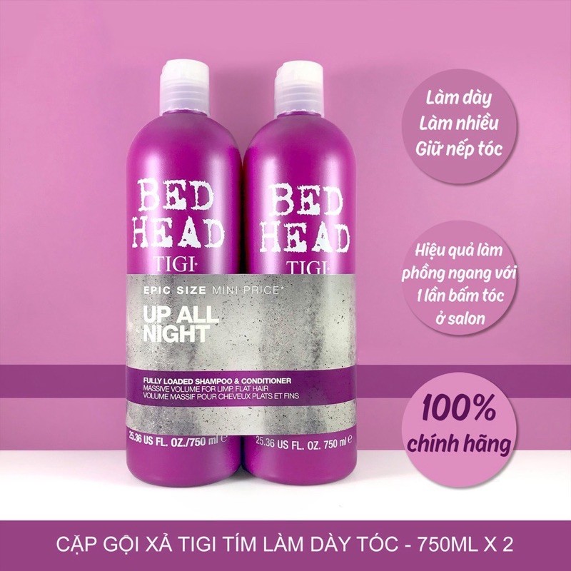 Bộ dầu gội xả Tigi Bed Head màu tím của Đức