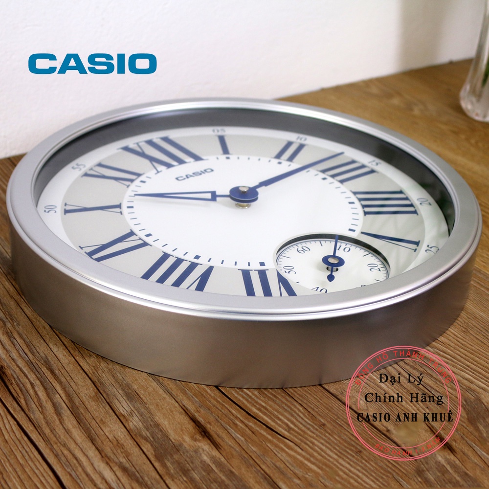 Đồng hồ treo tường Casio cỡ lớn IQ-70-8DF kim trôi im lặng cỡ to 35cm