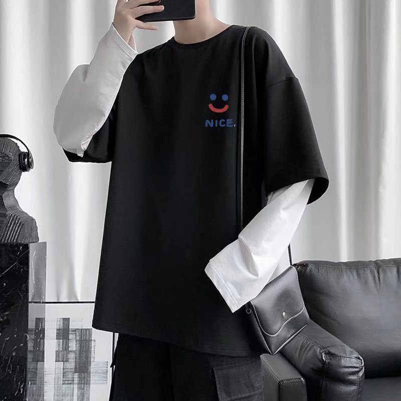 Áo thun tay dài form rộng chất cotton mềm mát thoải mái cho nam