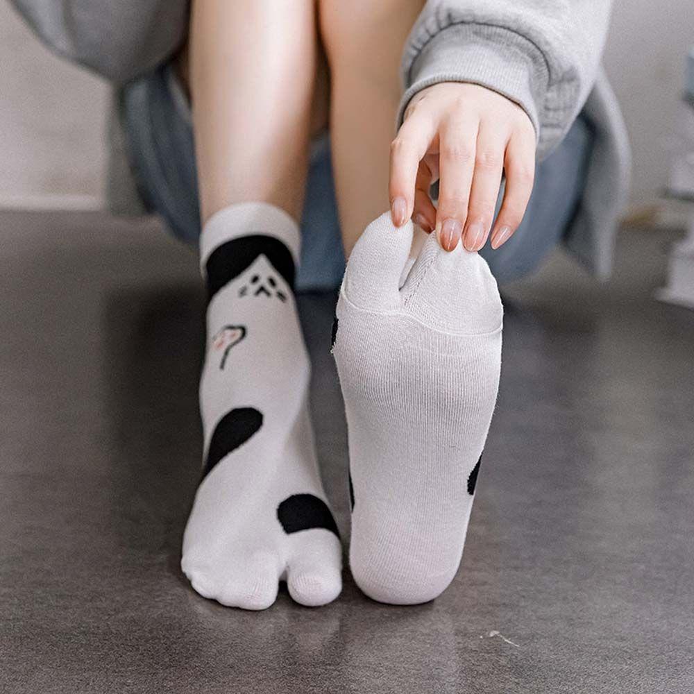 Vớ Cotton Xỏ Ngón Thoải Mái Họa Tiết Hoạt Hình Phong Cách Harajuku Nhật Bản Cho Nữ