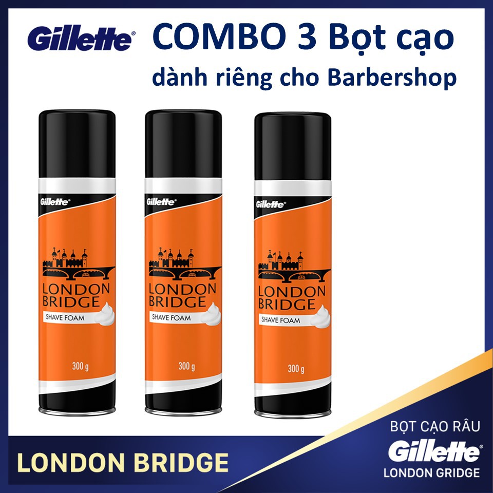 [Chính hãng] Bọt cạo râu Gillette London Bridge (Cam) dành cho Barbershop 300g siêu tiết kiệm