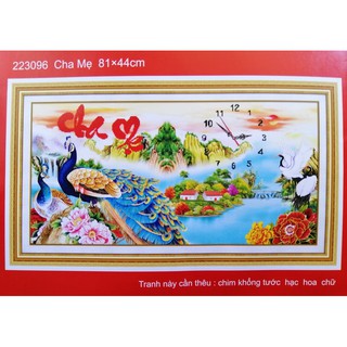 Tranh thêu chữ thập đồng hồ Cha mẹ 223096