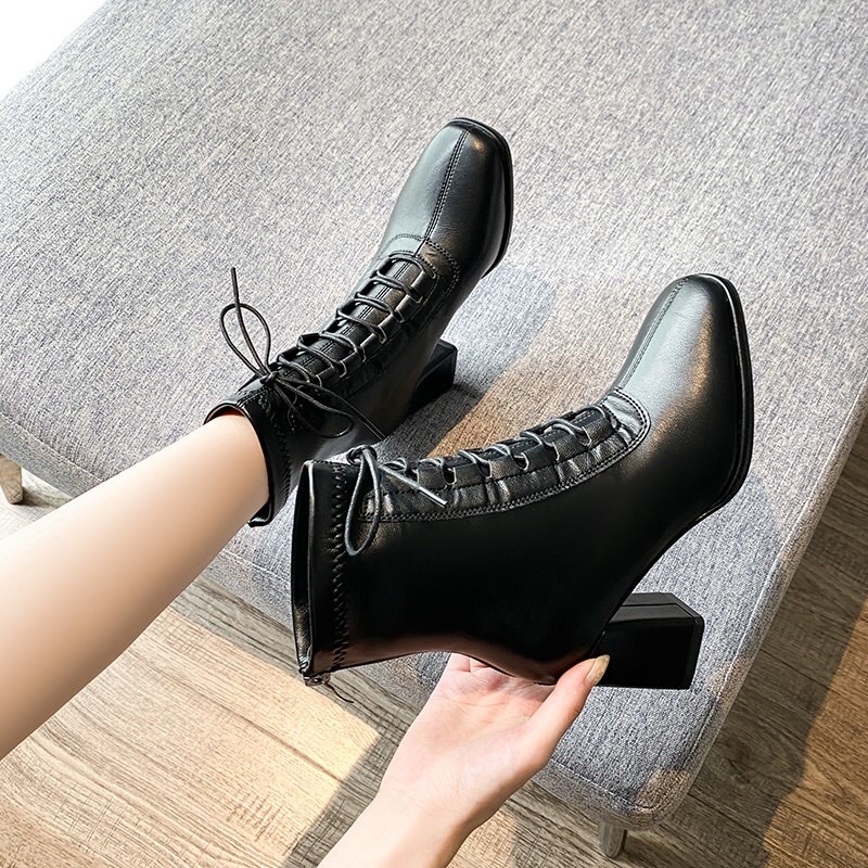 Bốt nữ🌼 Giày bốt ngắn cổ đan dây Quảng Châu loại 1 | BigBuy360 - bigbuy360.vn