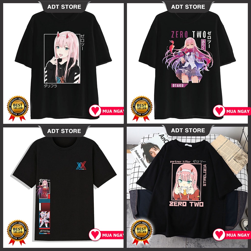 Top 4 Áo thun anime unisex form rộng tay lỡ in hình Darling in the Franxx Zero Two độc đẹp siêu HOT