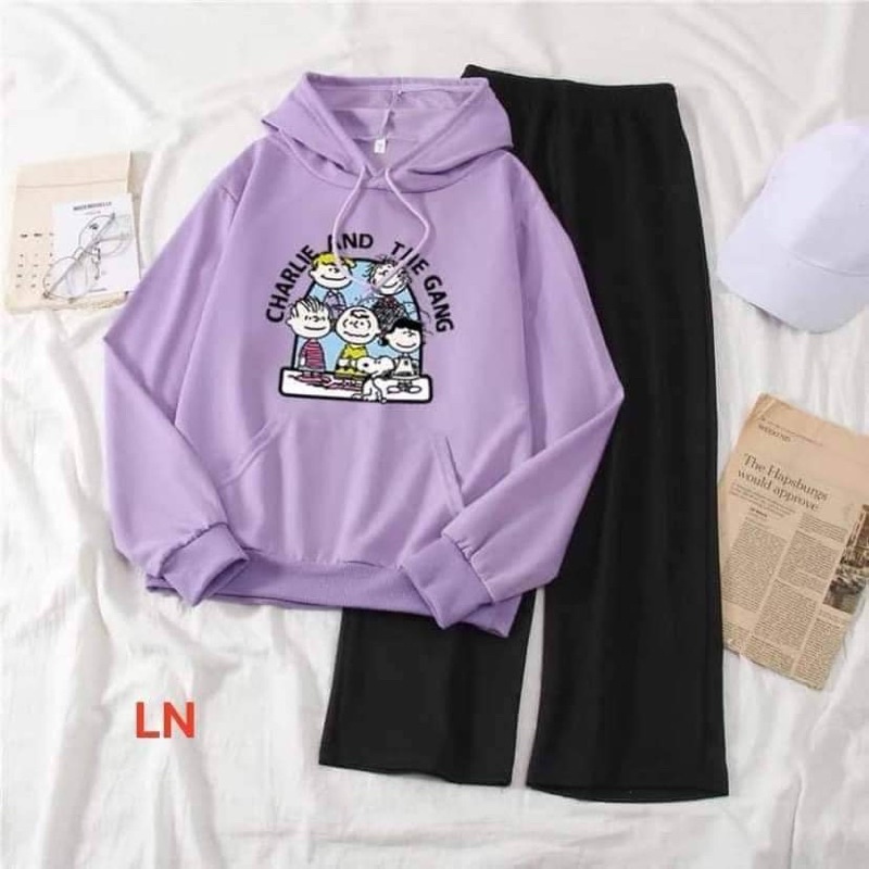 Sét áo hoodie 5 em bé + quần ống rộng xuông DA6