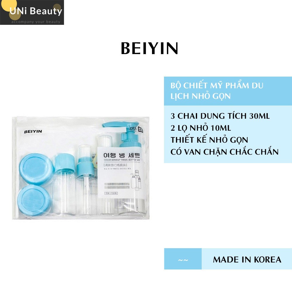 Bộ Chiết Mỹ Phẩm Du Lịch Nhỏ Gọn, 5 Món BEIYIN, Chất Liệu Nhựa Cao Cấp Hàn Quốc