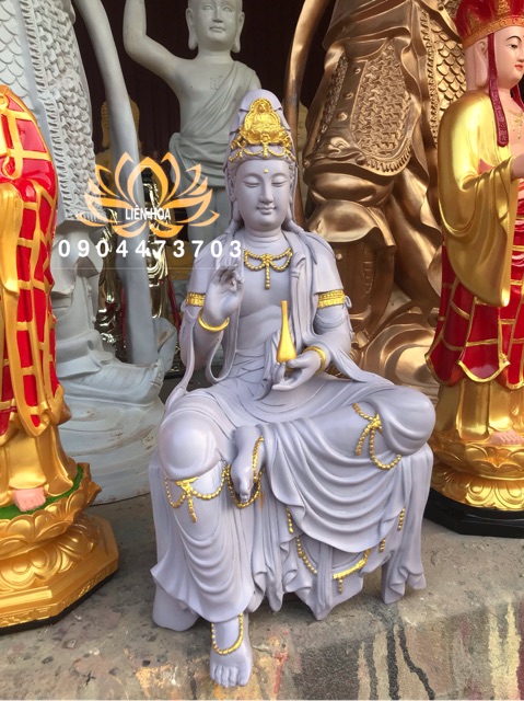 Tượng Quan Âm Tự Tại ngồi cao 55cm