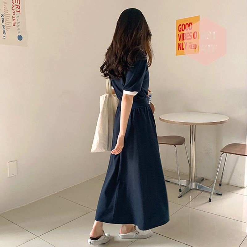 Váy dài đẹp basic FIRST DATE đi biên đi chơi đơn giản Váy công sở nhẹ nhàng ngọt ngào