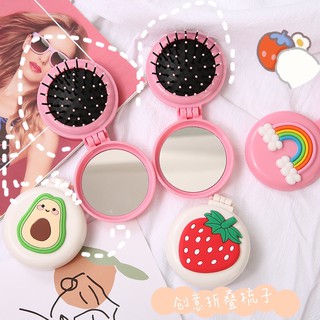 Gương lược gấp massage cầm tay mini bỏ túi nhiều hình siêu dễ thương