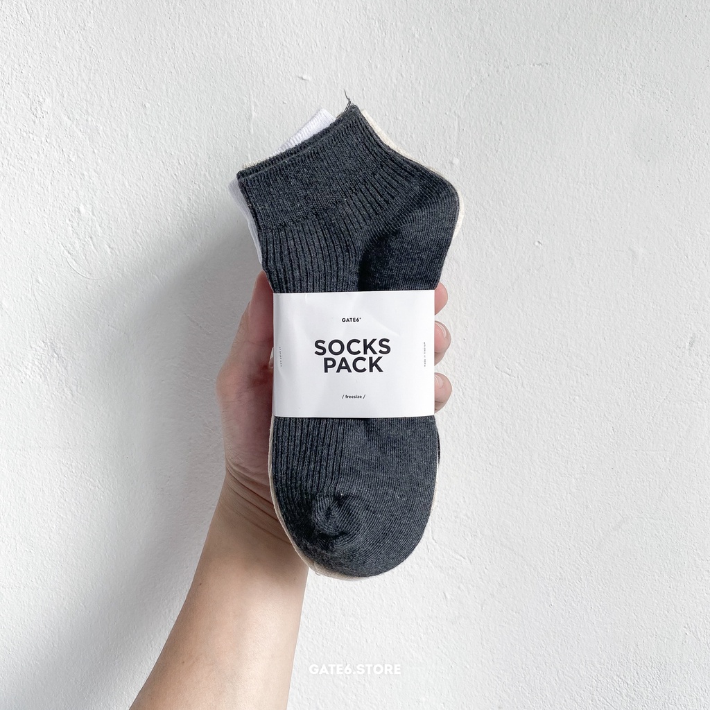 Set 5 Tất mắt cá Nam Nữ Freesize GATE6 Mid Show, vớ cổ thấp Unisex cotton 85% co giãn, khử mùi - #0019