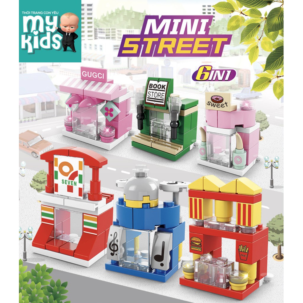 Bộ đồ chơi mô hình lắp ráp KIỂU LEGO CỬA HÀNG TIỆN LỢI BÉ GÁI 6 IN 1 (137 Chi tiết) (6 KIỂU LẮP TRONG 1 HỘP SẢN PHẨM)