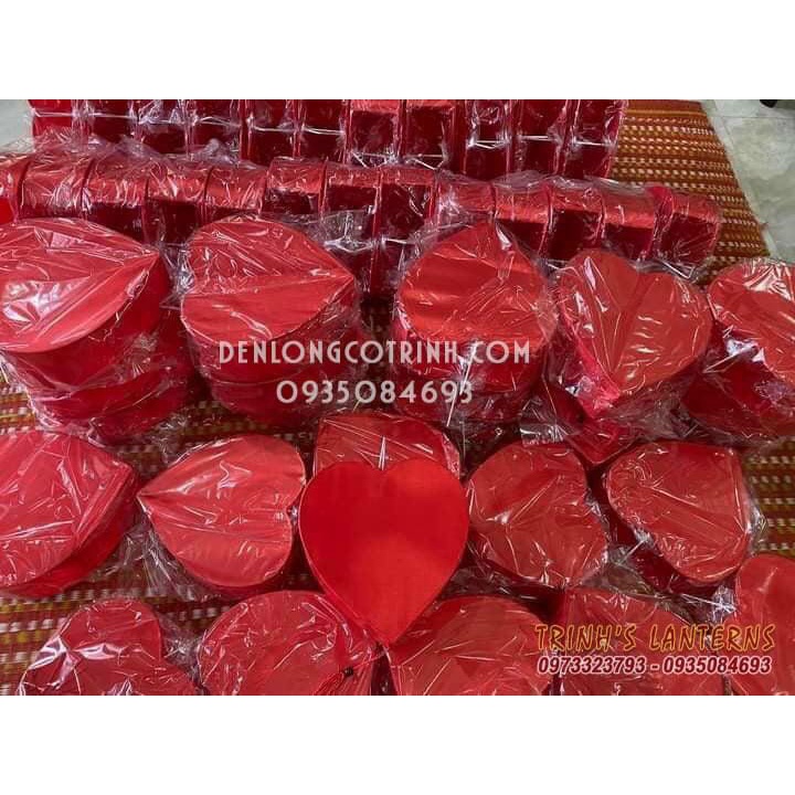 Đèn lồng trái tim_SƯỜN SẮT trang trí Hội An 20cm CÓ sẵn