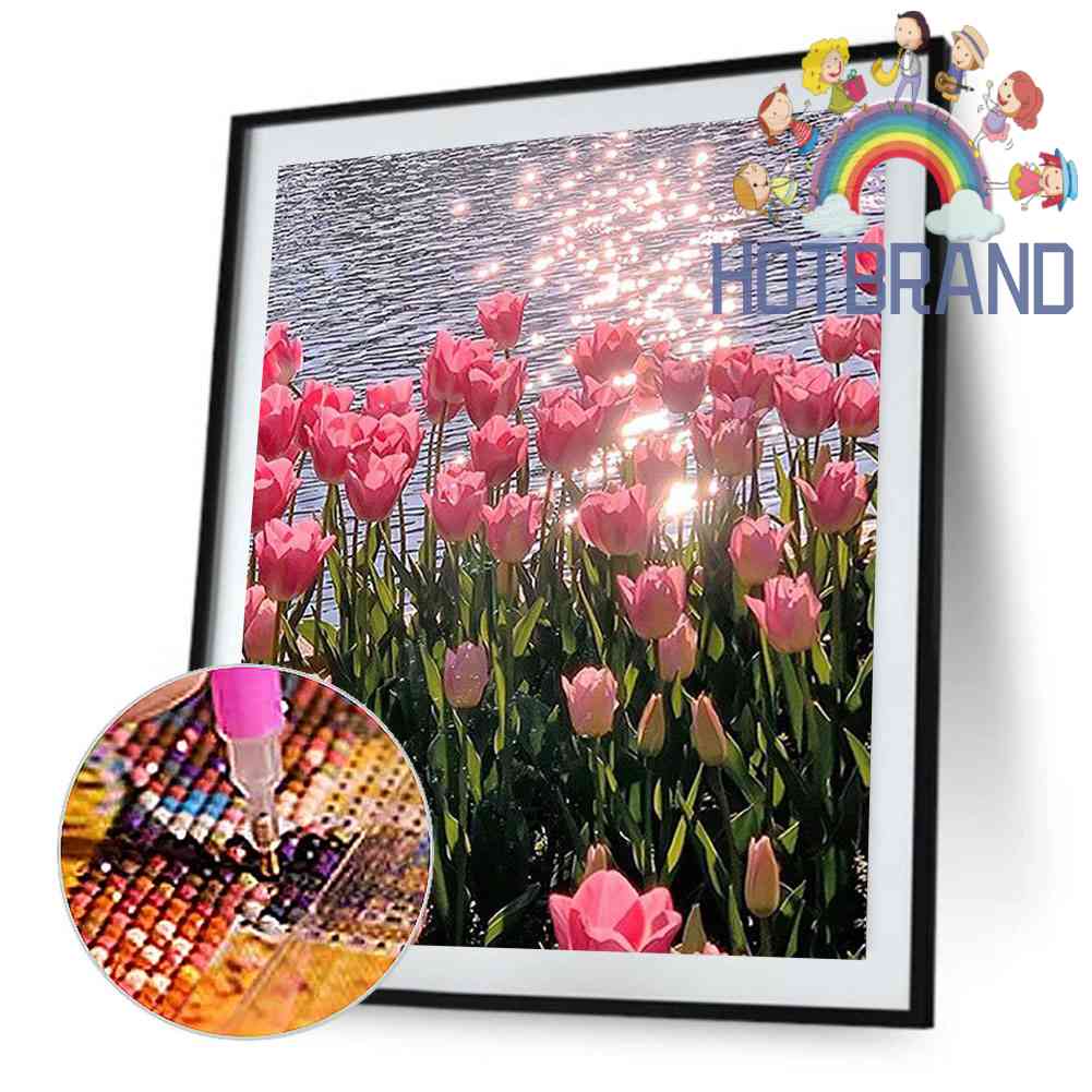 Bộ Tranh Đính Đá 5D DIY Hình Hoa Tulip Đẹp Mắt