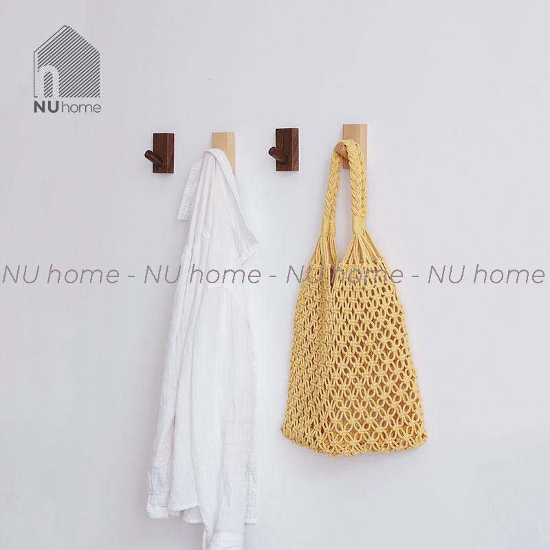 nuhome.vn | Móc gỗ treo đồ gắn tường hình chữ nhật thiết kế phong cách Hàn Quốc, trang trí nhà cửa, đơn giản, đẹp mắt