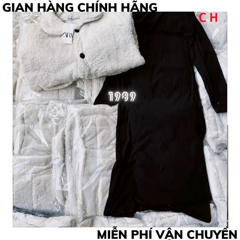 Áo khoác lông cừu kèm váy dáng suông  Set 2 món giá siêu rẻ kèm video ảnh thật ,Ao khoác lông nữ , váy len body TT1989