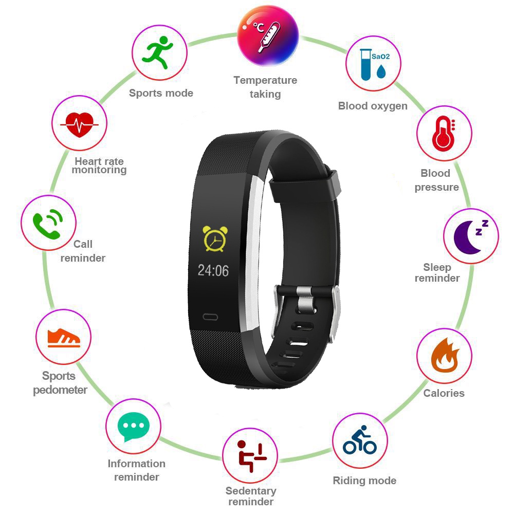 Đồng Hồ Thể Thao Màn Hình Màu Sắc Chống Nước Đếm Bước Chân Và Nhịp Tim Cho Nam Và Nữ