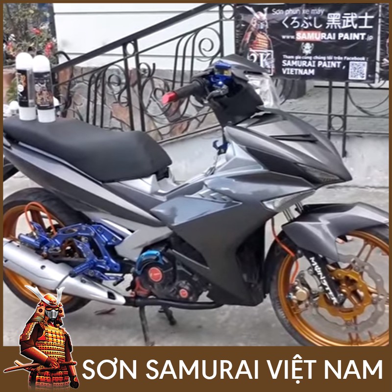 Màu Xám Kim Loại Sơn Samurai - Combo Sơn Xịt Samurai Màu Xám K414