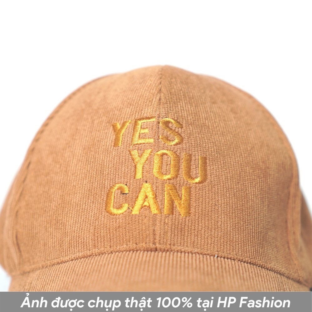 Mũ Kết Nhung Gân Thêu Yes You Can - Mũ Lưỡi Trai Thời Trang