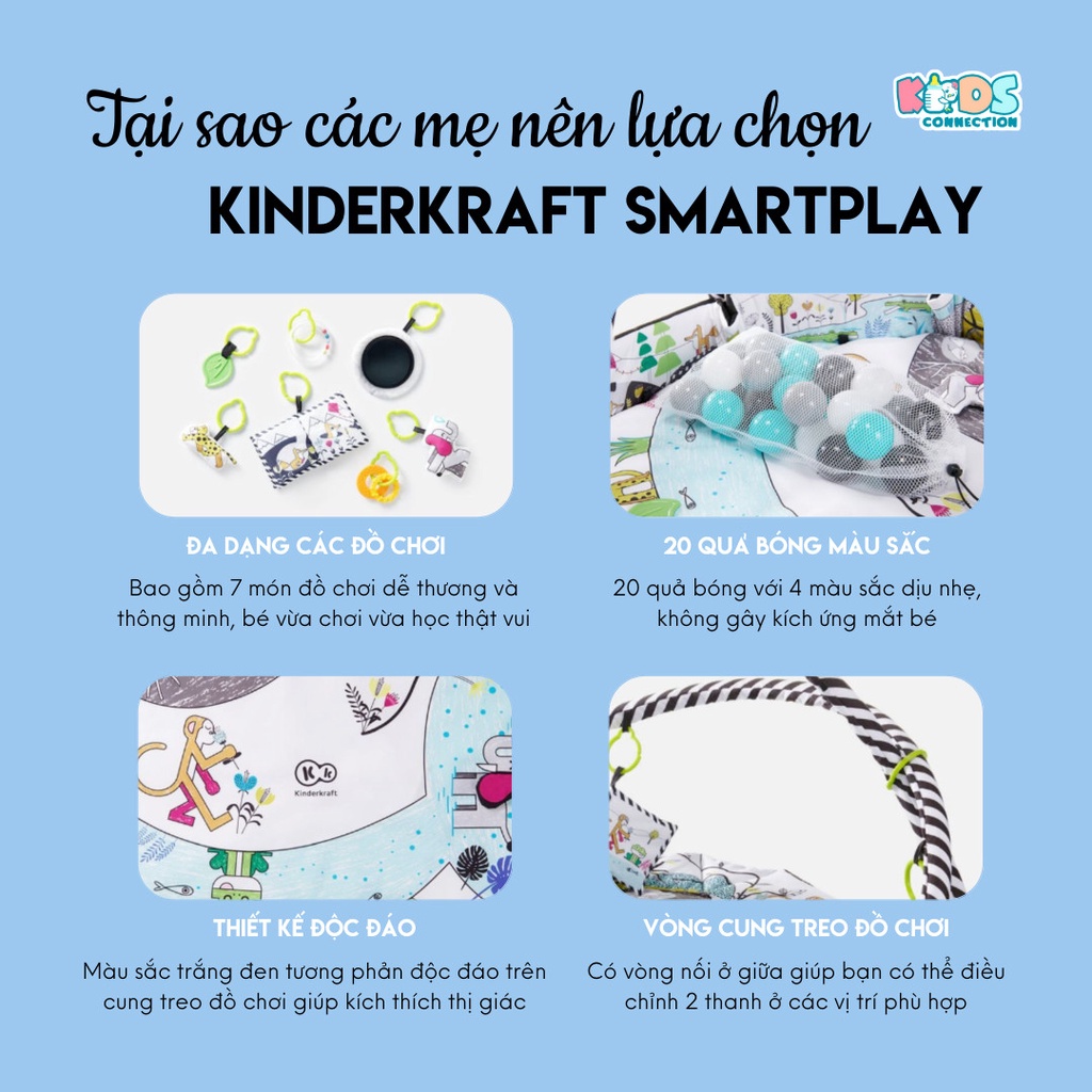 Thảm chơi thông minh Smart Play Kinderkraft kích thích giác quan, vận động phát triển cho bé