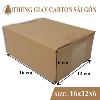 [Combo 50 hộp] Hộp giấy 16x12x6 carton 3 lớp sóng Thùng đóng hàng chuyên dụng chất lượng cao Chất liệu giấy cứng cáp bề