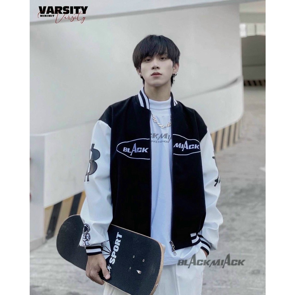 Áo khoác dù Unisex nam nữ Black Miack tay phối màu cực chất cá tính, áo khoác dù bomber 2 lớp thời trang mới.