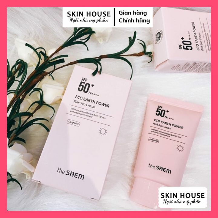 Kem chống nắng The Saem Eco Earth Pink Sun Cream 50g - Kem Chống Nắng Ngăn Ngừa Tia UVA và UVB The Saem Eco Earth