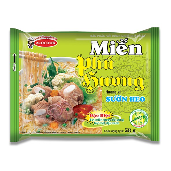 Combo 10 gói miến Phú Hương vị sườn heo (58g)