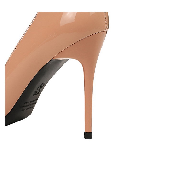 Giày cao gót BIGTREE Mall-6122-8 10cm mũi nhọn chất liệu da bóng có size lớn cho nữ