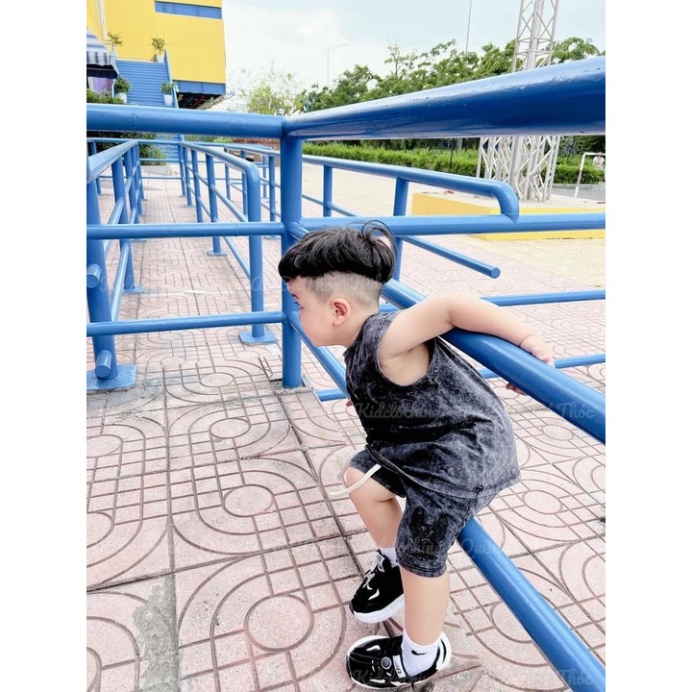 Bộ quần áo ba lỗ bé trai, Bộ sát nách chó giặt mốc cho bé