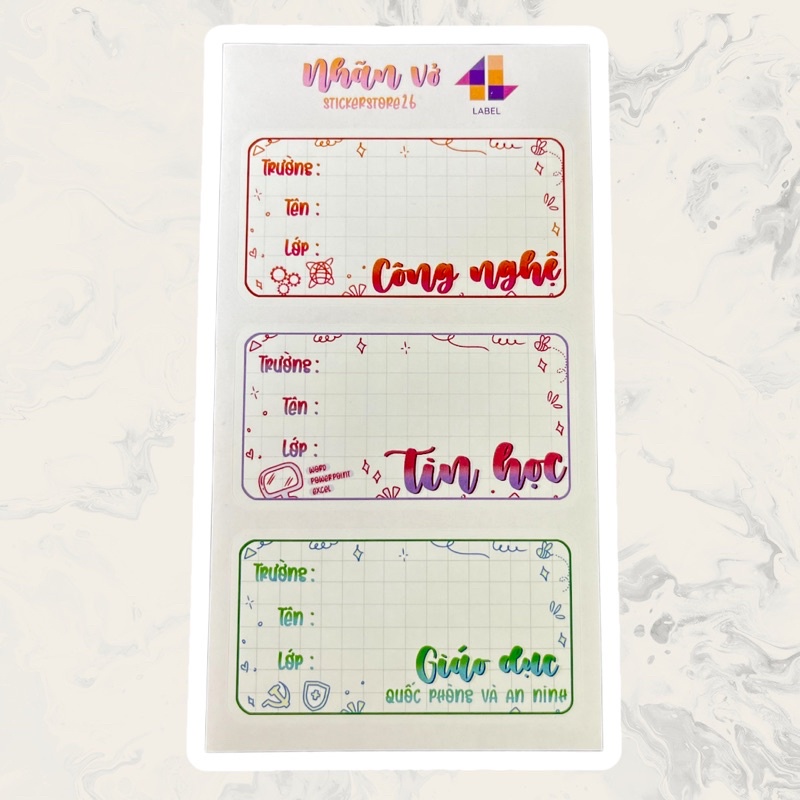 Sticker Nhãn Vở
