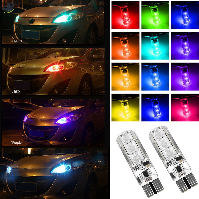 LL 1 Pair T10 5050 Remote Control Car LED Bulb 6 Smd Multicolor RGB Side Light Bulbs @VN