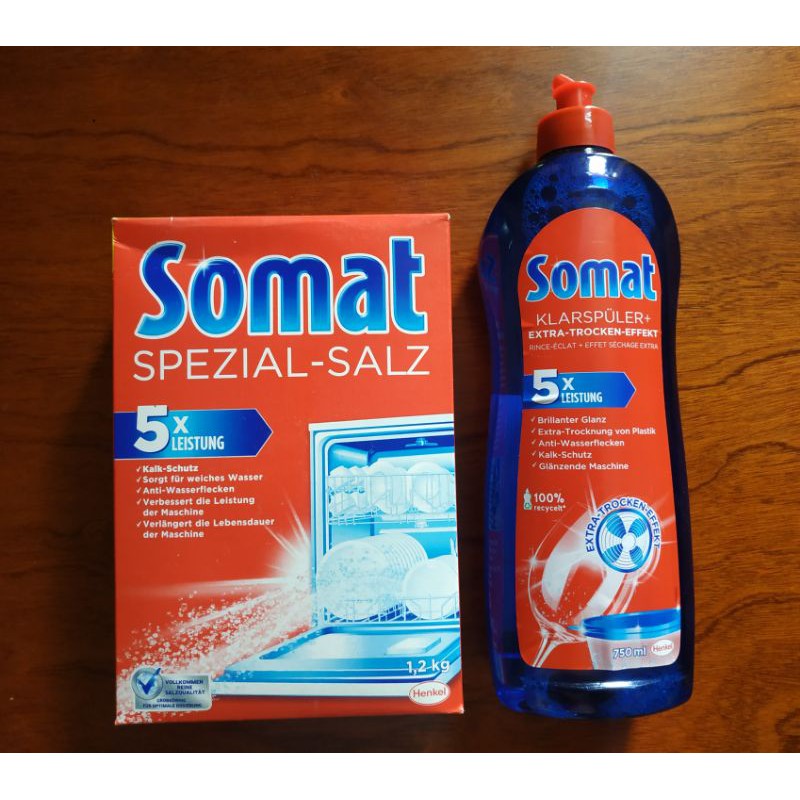 Combo rửa bát Somat: 1 muối Somat 1,2kg + 2 Bóng Somat 750ml