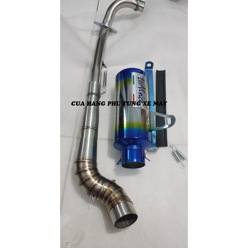 Pô LeoVince tròn titan - kèm cổ 2 khúc inox 304 gắn xe Dream/ Wave/ Sirius/ Cup/ Axelo/ Elegant/ Jupiter/ Future