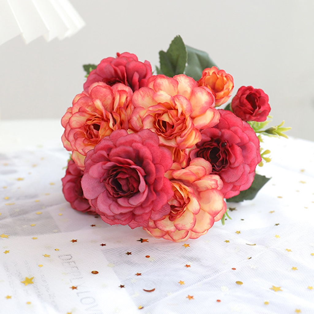 Nhánh hoa mẫu đơn nhân tạo 6 đầu sống động trang trí đám cưới