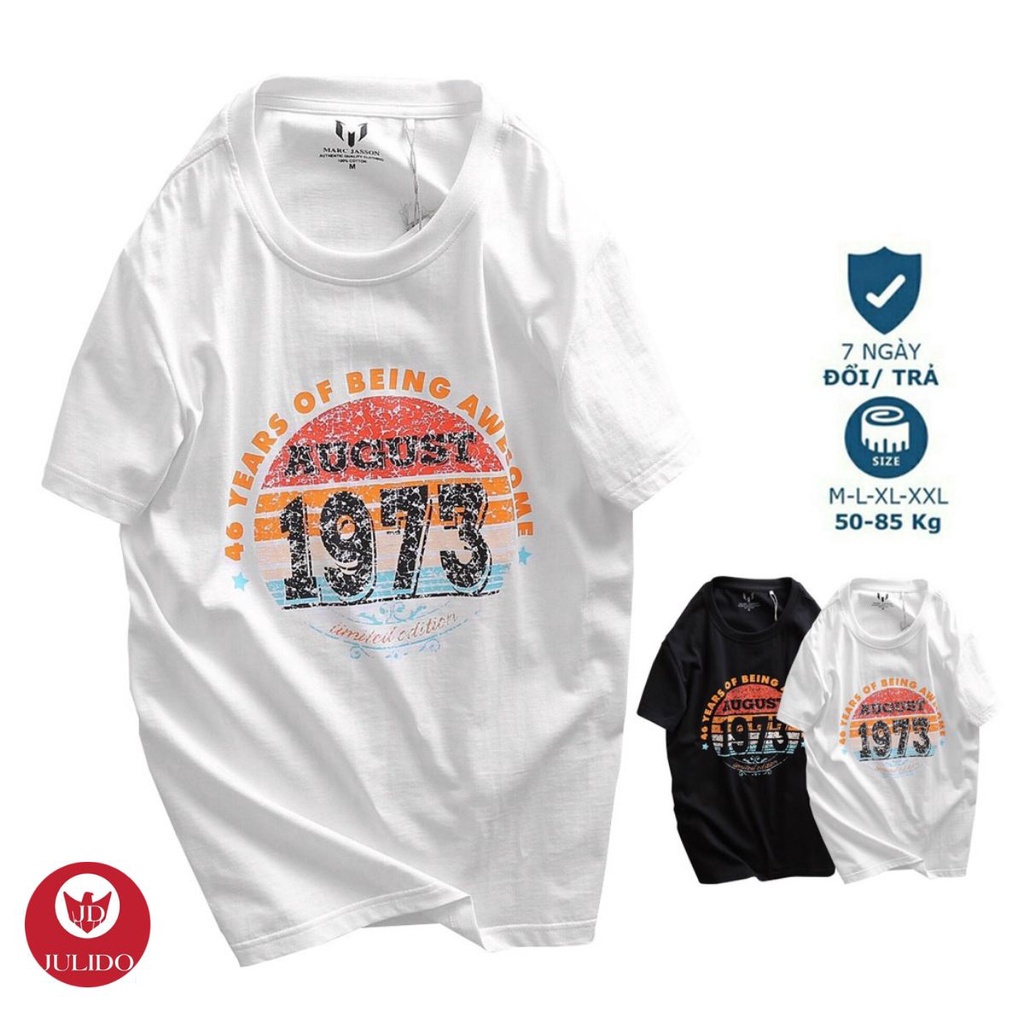 Áo thun nam cổ tròn 1973 vải Cotton co giãn,dày dặn, form regular fit thoải mái-JULIDO