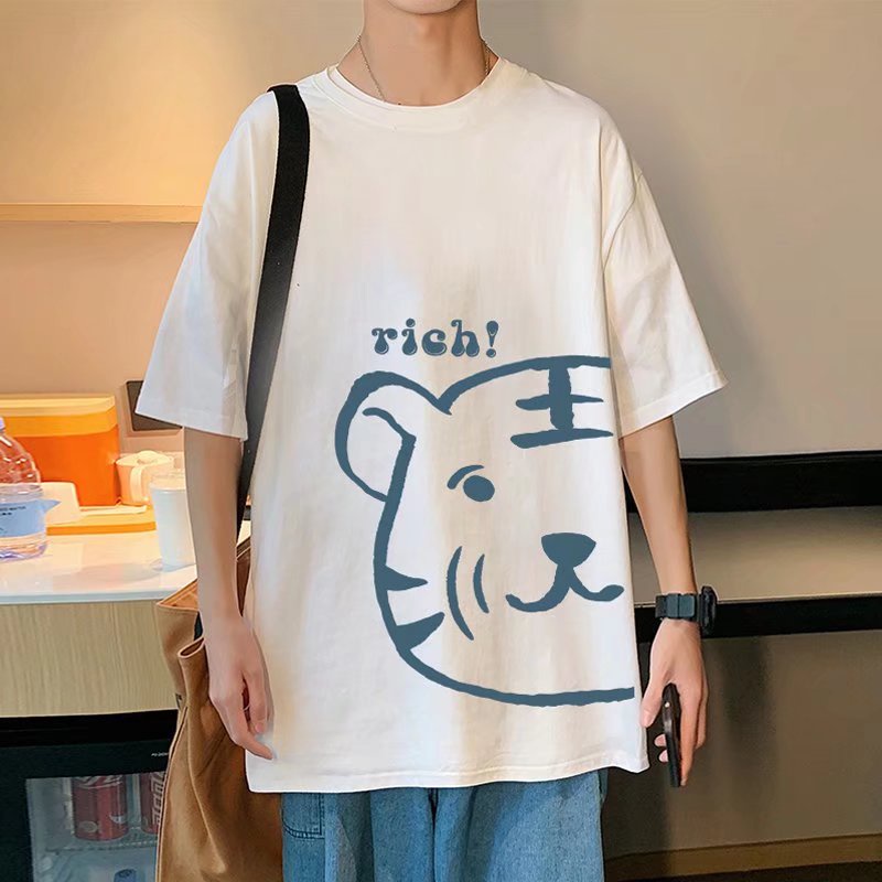 Áo Thun Dáng Rộng In Họa Tiết Hoạt Hình Phong Cách Hip Hop Đường Phố Hàn Quốc Thời Trang Mùa Hè Cho Nam Và Nữ M-8XL