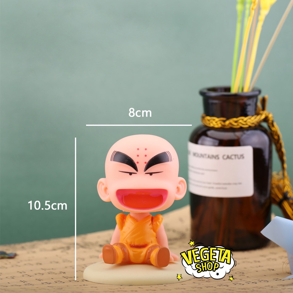 Mô hình Dragon Ball - Mô hình Songoku Goku &amp; Krillin - Mô hình gật gù có lò xo ở đầu - Cao 10,5~12,5cm