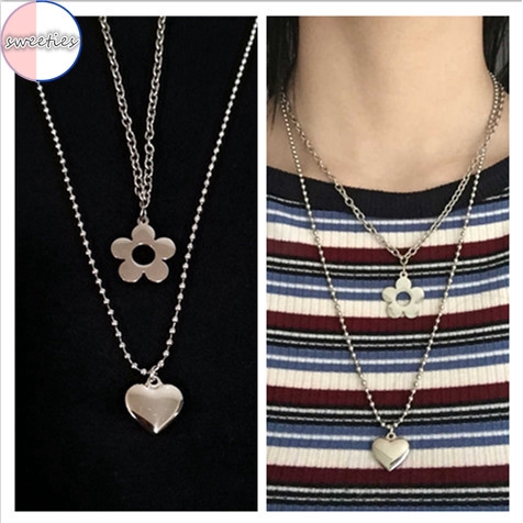 Dây chuyền mặt hình hoa trái tim phong cách Hàn Quốc thời trang cho nữ