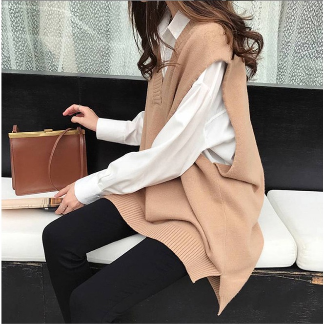 Áo len gile nữ dáng rộng hot trend hè thu 2021 kiểu dáng Hàn Quốc GILE18