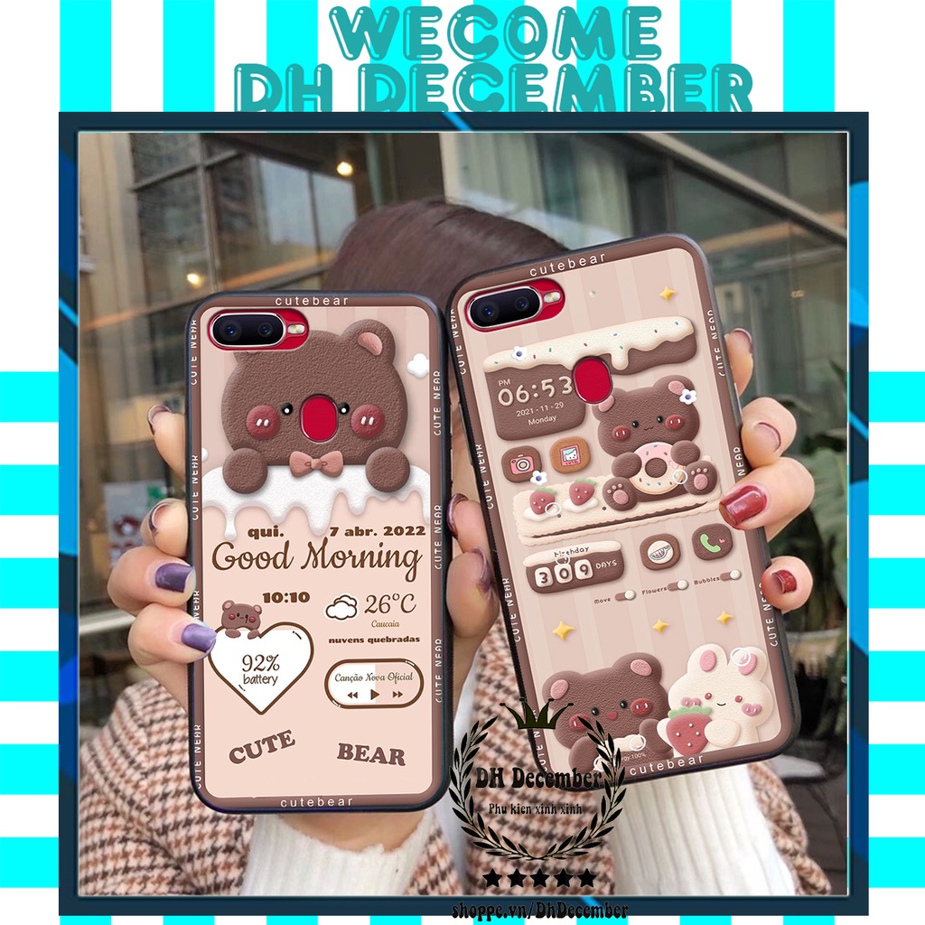 Ốp lưng Oppo A12 / A5S / F9/ A7 in hình 3D GẤU HỒNG-GẤU BE3R -XINH XẺO CỰC ĐẸP