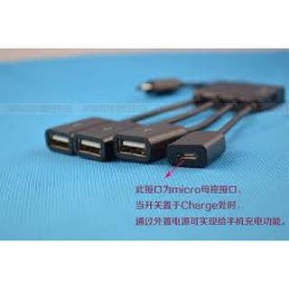 CÁP CHIA CỔNG OTG  MICRO USB RA 3 CỔNG USB