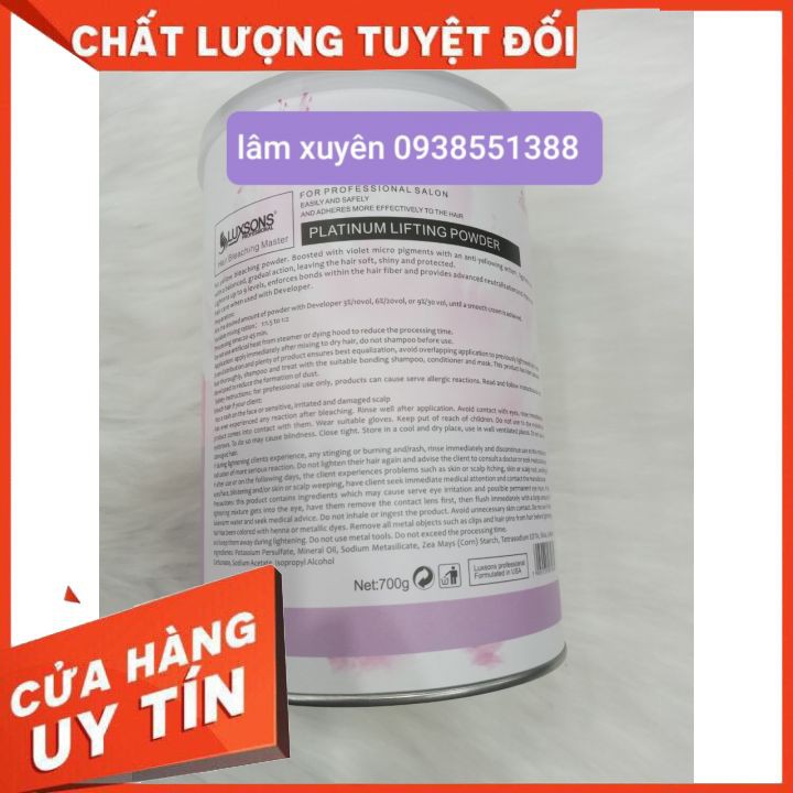 BỘT TẨY TÍM LUXSONS MẪU MỚI  CAO CẤP 700G FREESHIP  bột mịn, không rát da đầu cao cấp giúp sáng, đều màu nâng tông màu