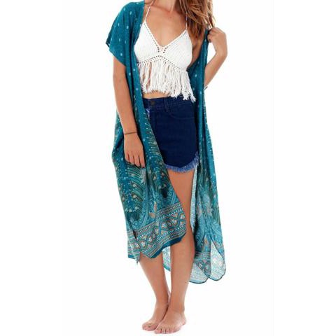 Hàng Thái - Áo Kimono Harem Pants Mediteranean Blue Peacock (màu xanh) - Freesize