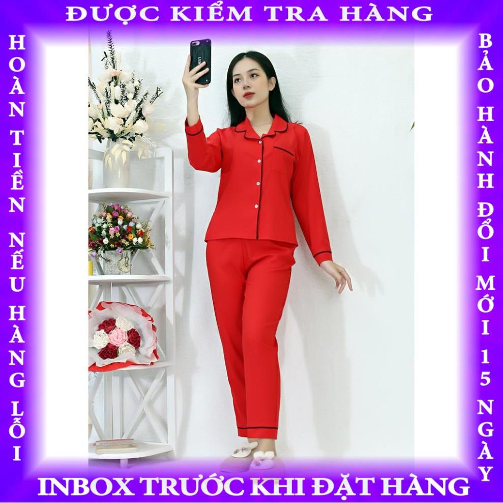 Bộ đồ bộ Pijama màu ĐỎ tay dài quần dài lụa Pháp - Thoải Mái Nhẹ Nhàng chimse