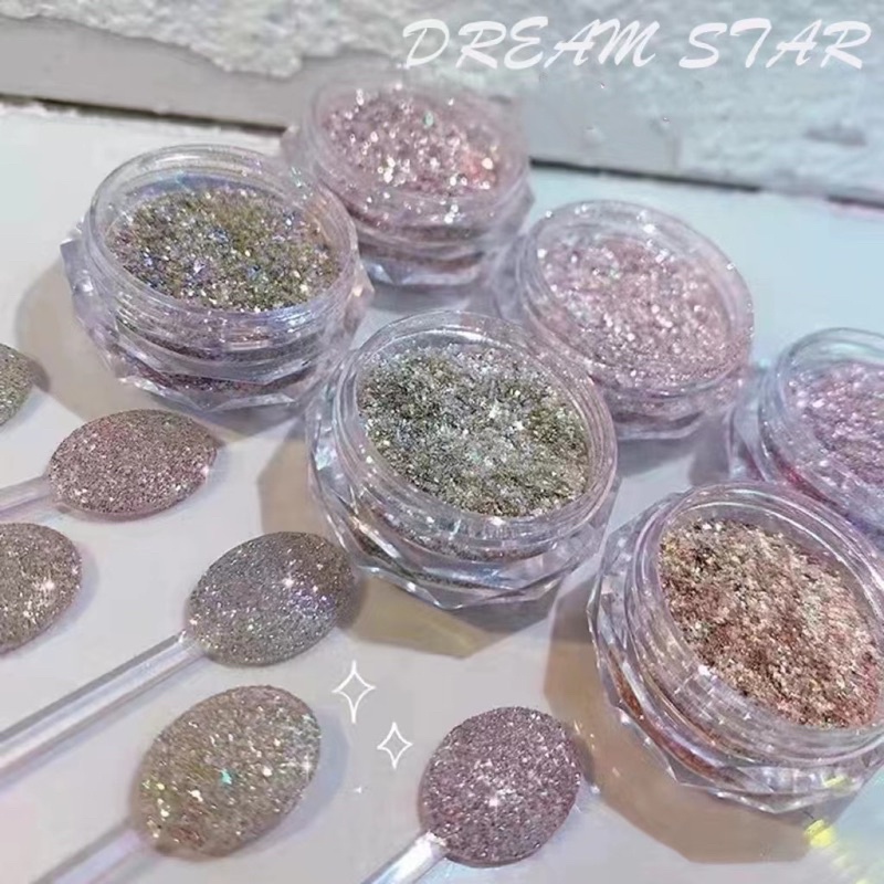 phụ kiện nhũ vụn kim cương set 6 màu trang trí nail