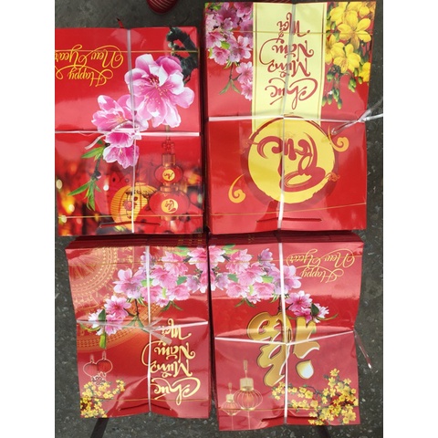 Combo 10 Chiếc Túi Giấy Chúc Mừng Năm Mới, Túi đựng quà tết sang trọng, bao bì giấy đựng hộp quà tết đón năm mới