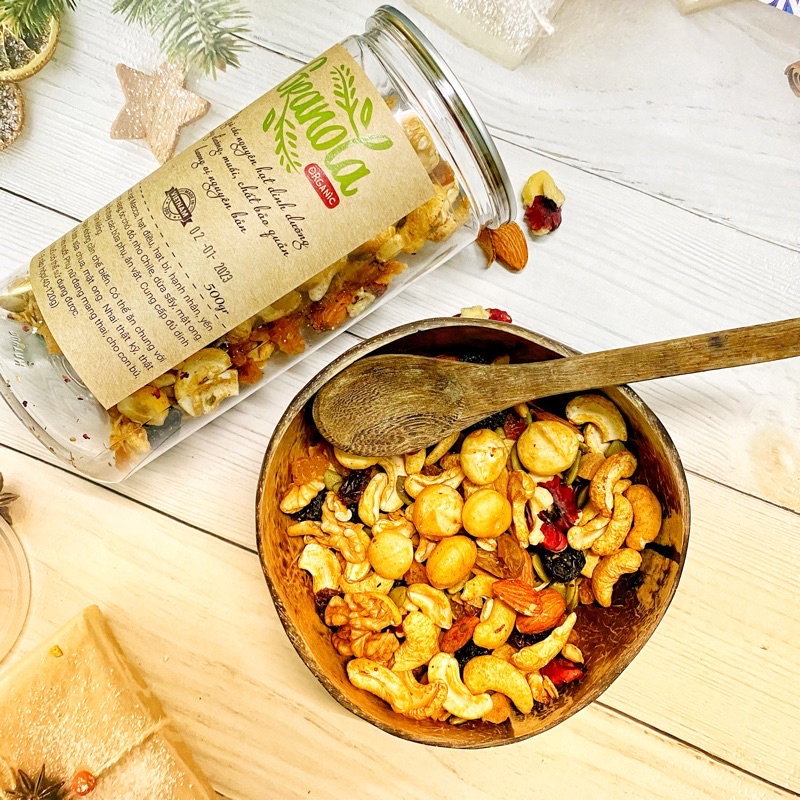 Granola siêu hạt BeOrganic 500gr Ăn Kiêng, Ngũ Cốc Dinh Dưỡng Hỗ Trợ Giảm Cân, Hạt Dinh Dưỡng Mix 9 Loại hạt Ít Yến mạch