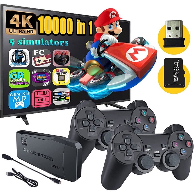 máy chơi game stick 4k, kèm 2 tay điện tử không dây giống ps2 gaming loại 1