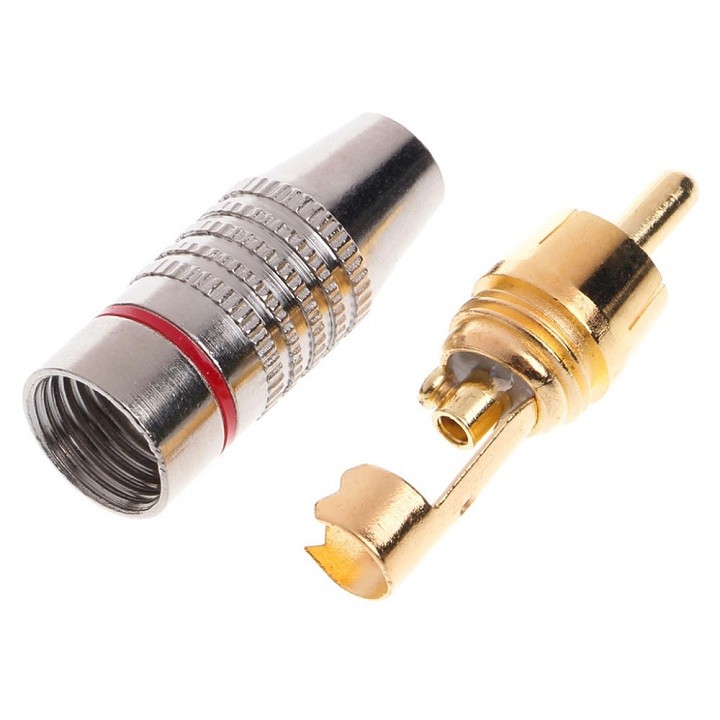 Bộ 02 Đầu Jack AV RCA Hoa Sen Bạc Cao Cấp